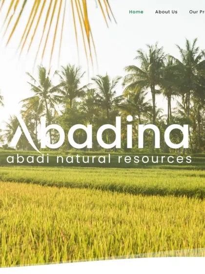 Abadina natural resources homepage with rice field imagery
