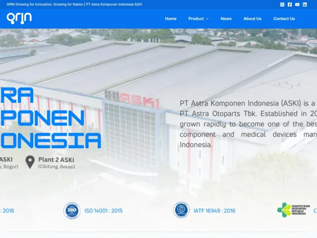 GRIN Astra Komponen Indonesia factory homepage